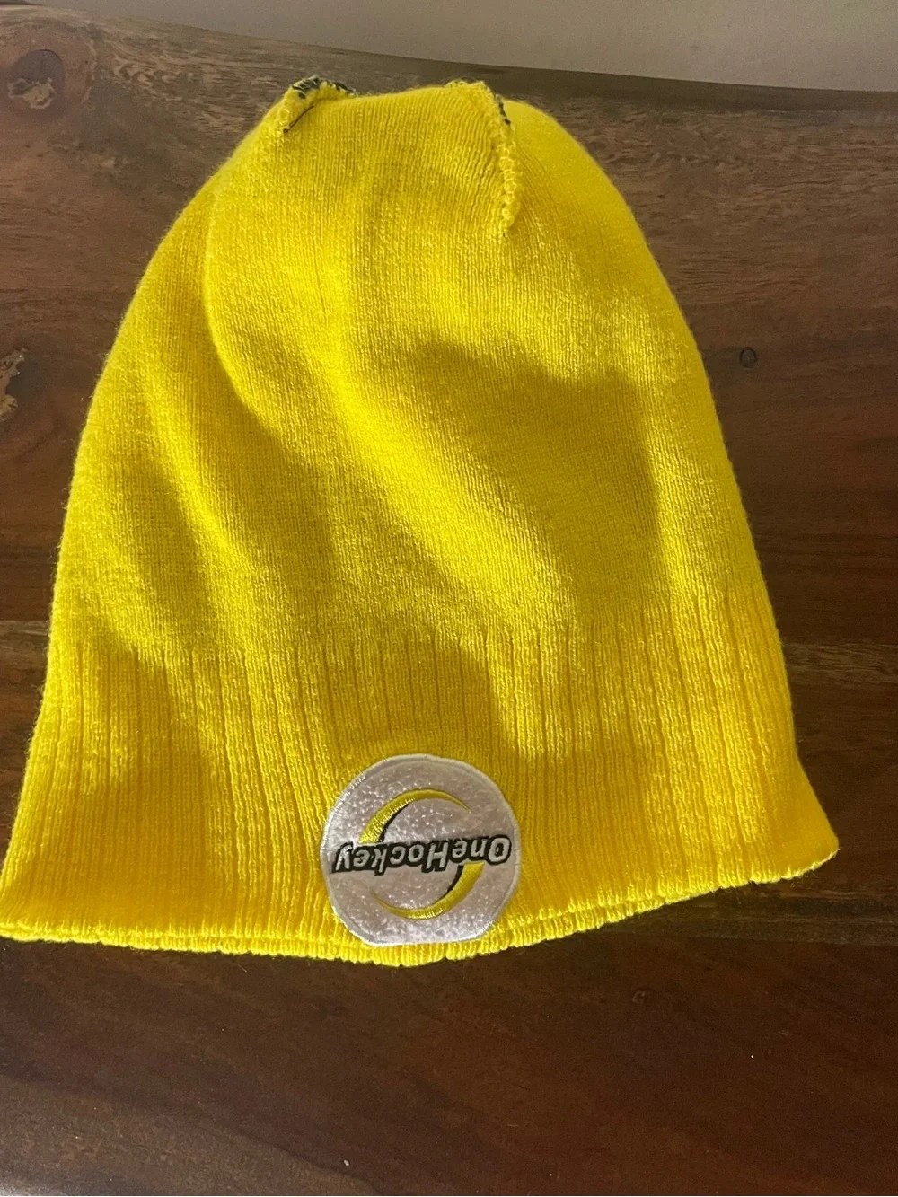 OneHockey Black Yellow Pom Pom Beanie Unisex Hockey Winter Hat